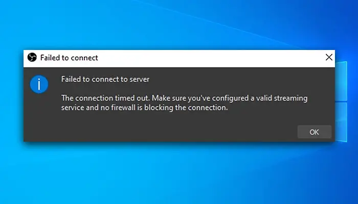 What OBS is unable to connect to the server