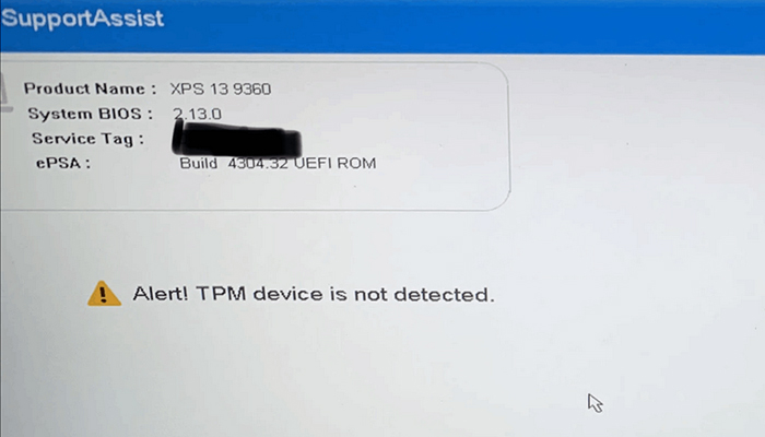 alert tpm device is not detected