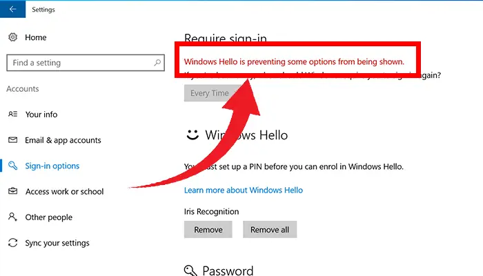 How to Fix If Windows Hello Is Preventing Some Options