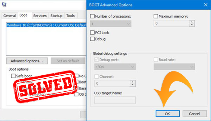 Boot Advanced Options in MSCONFIG