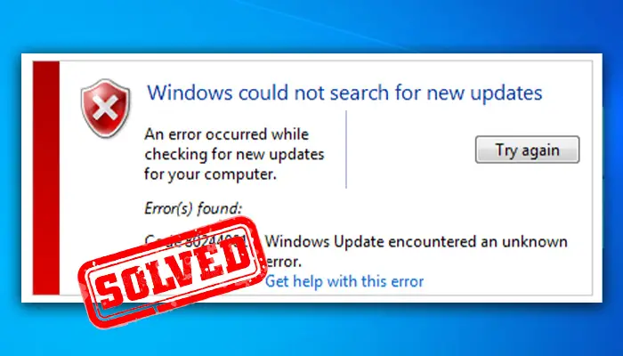 Windows Could Not Search for New Updates