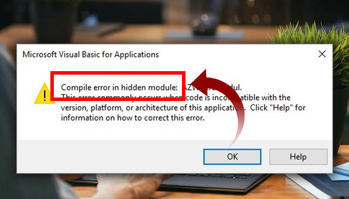 compile error in hidden module excel