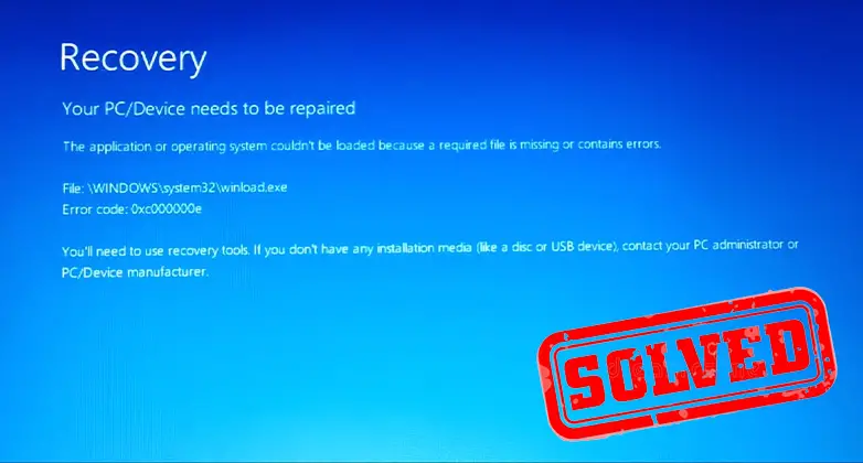 Critical System Driver Is Missing or Contains Errors Windows 10