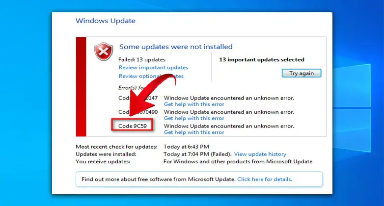 Windows Update Error 9c59 Internet Explorer 11