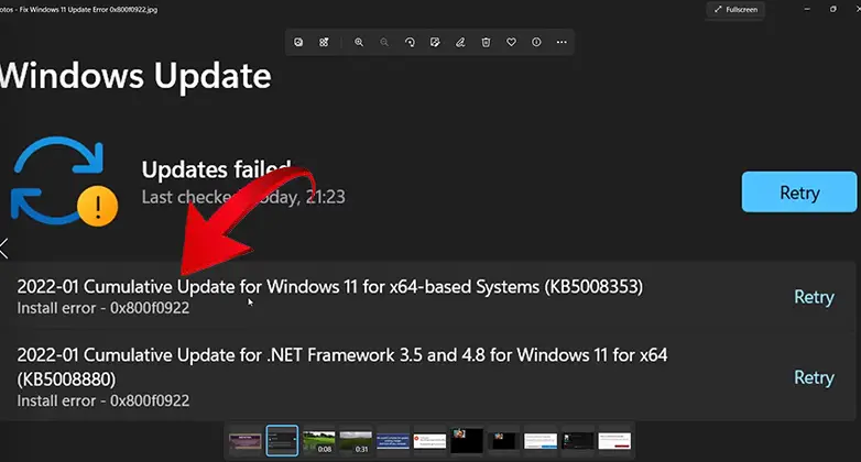 Windows 11 Install Error - 0x800f0922