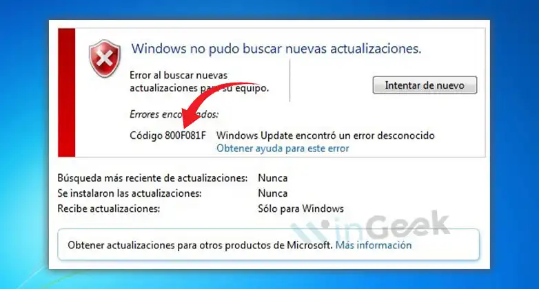 800f081f Windows 7 Update Error