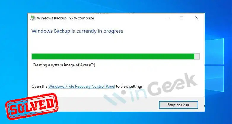 Windows Backup Stuck At 97