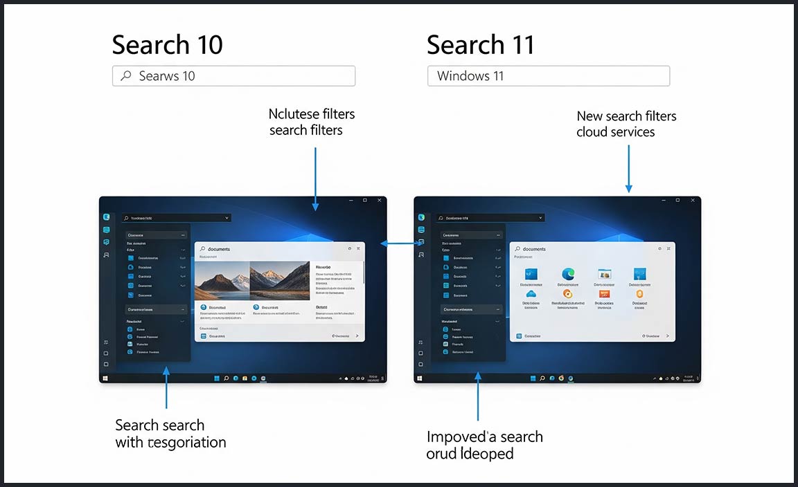 What is different in searching between Windows 10 and 11