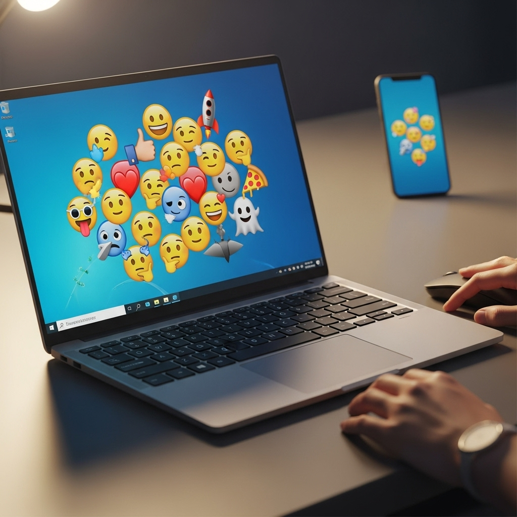 Generate a high-quality, relevant image prompt for an article about: Emojis for Windows 10: Your Ess