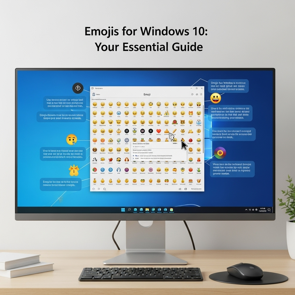 Generate a high-quality, relevant image prompt for an article about: Emojis for Windows 10: Your Ess