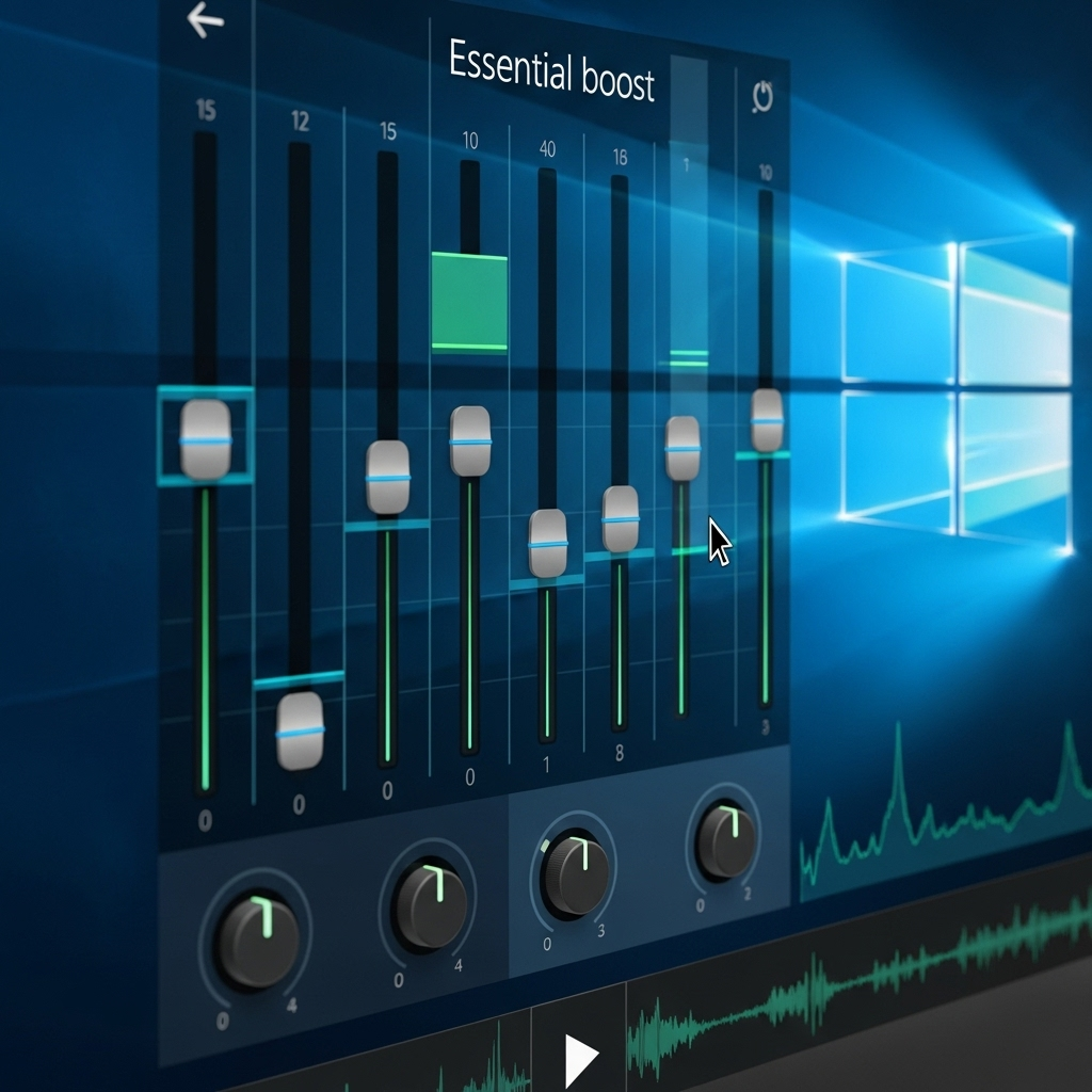 Generate a high-quality, relevant image prompt for an article about: Equalizer for Windows 10 Audio: