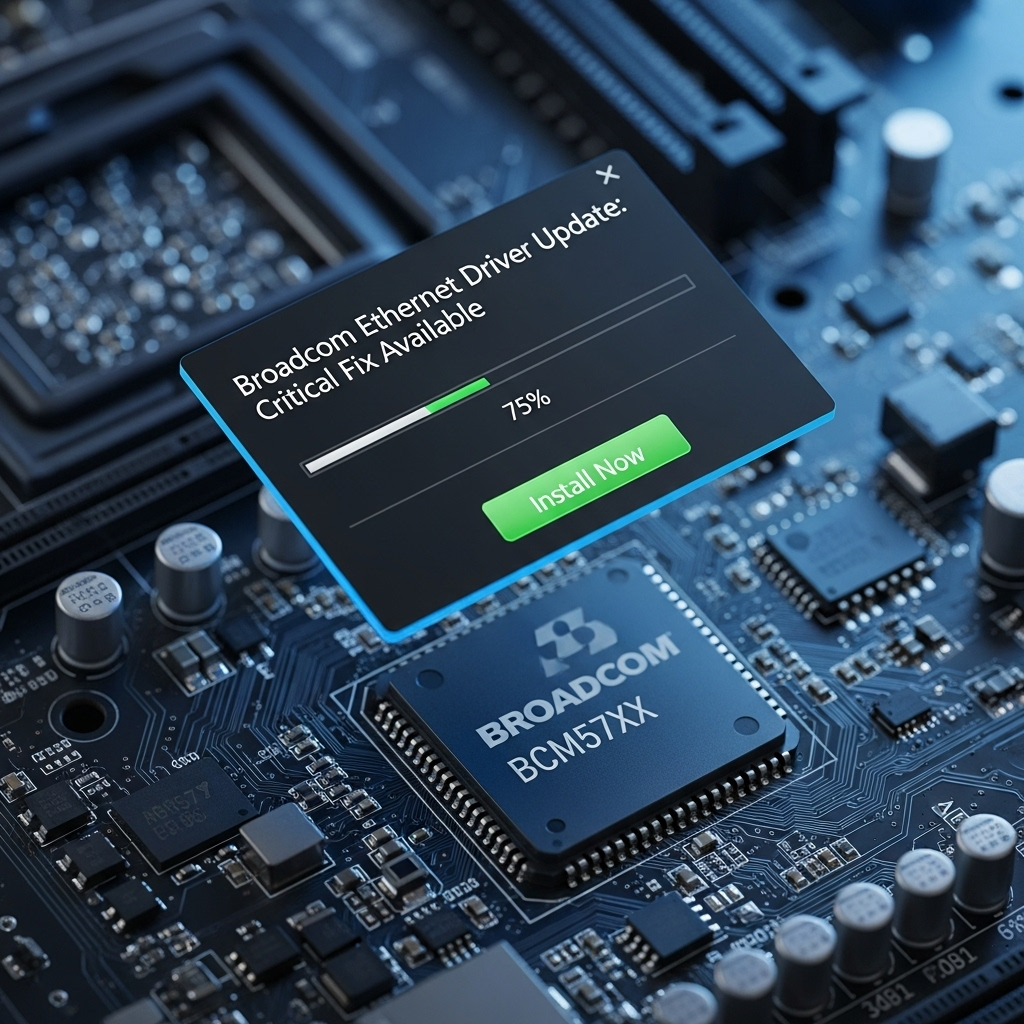 Generate a high-quality, relevant image prompt for an article about: Broadcom Ethernet Latest Driver
