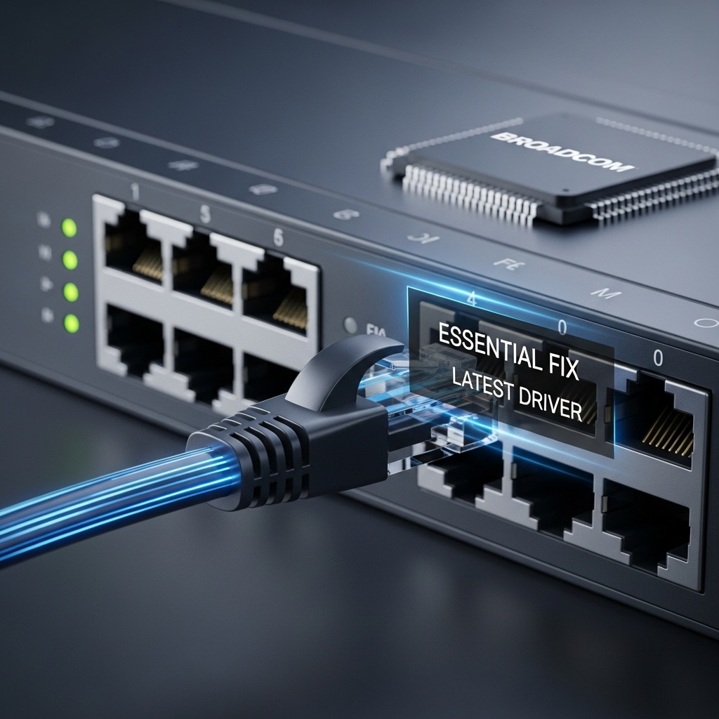 Generate a high-quality, relevant image prompt for an article about: Broadcom Ethernet Latest Driver