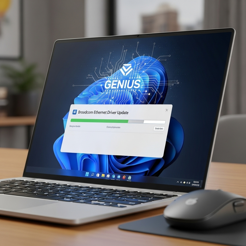 Generate a high-quality, relevant image prompt for an article about: Broadcom Ethernet Update: Geniu