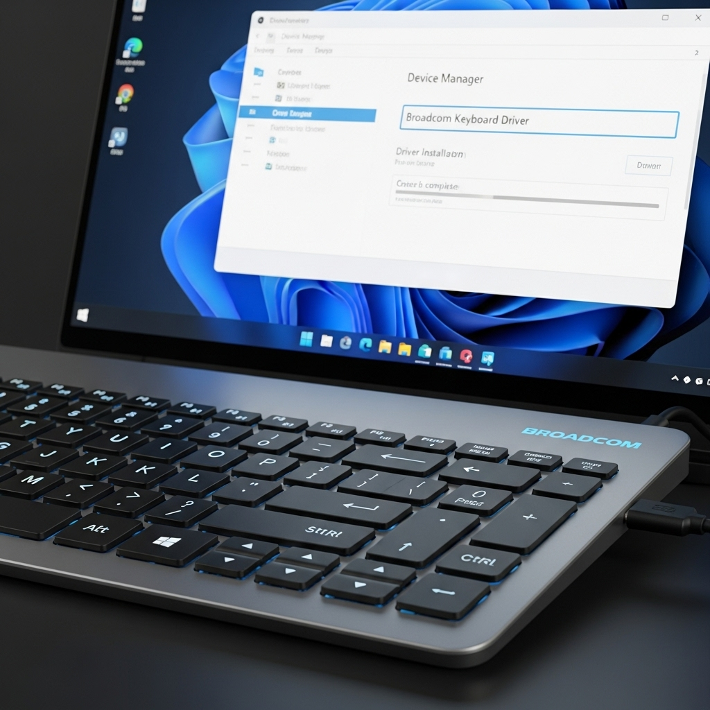 Generate a high-quality, relevant image prompt for an article about: Broadcom Keyboard Driver: Essen