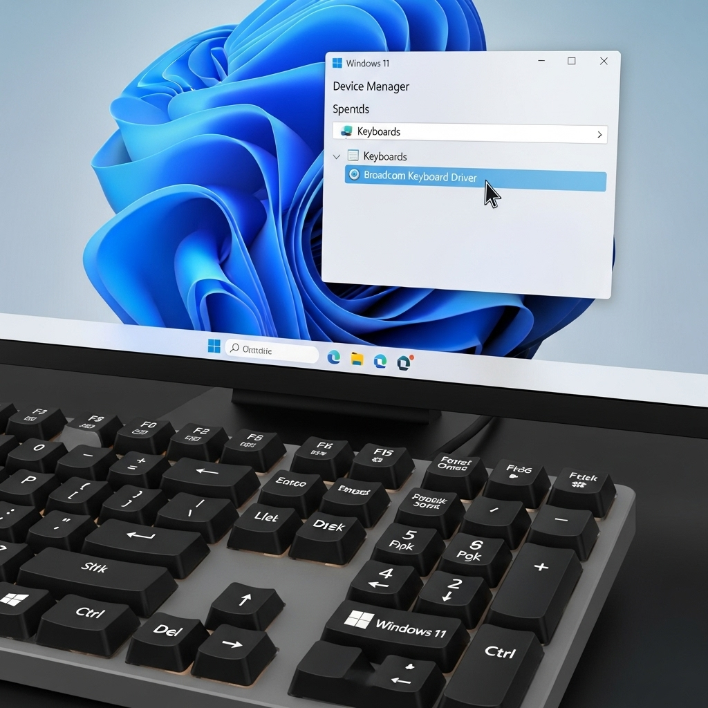 Generate a high-quality, relevant image prompt for an article about: Broadcom Keyboard Driver: Essen