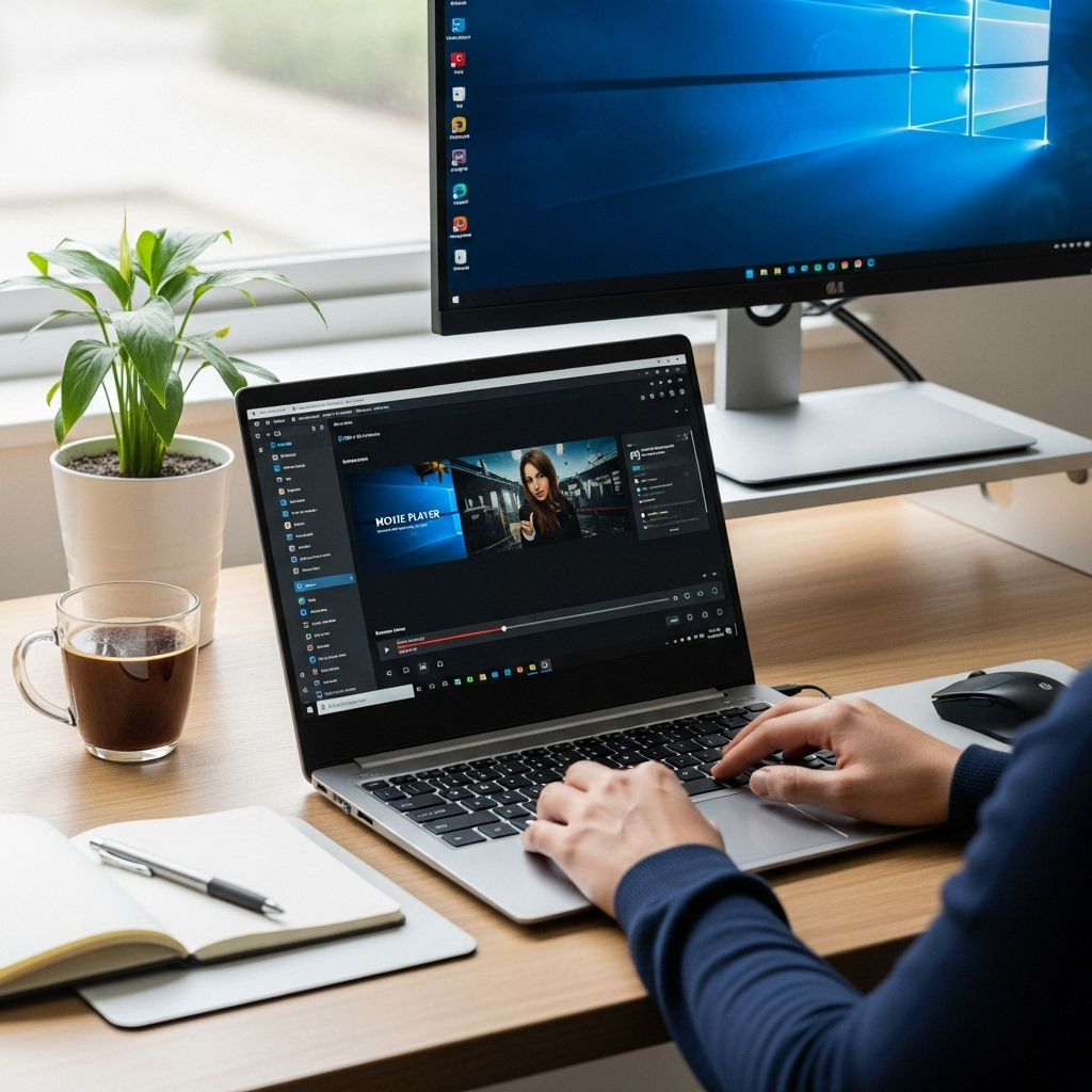Generate an eye-catching, high-quality featured image prompt for a blog post about: Movie Player for