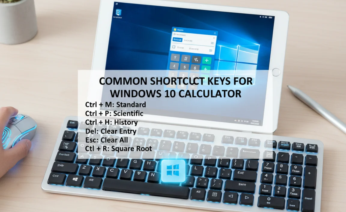 Common Shortcut Keys for Windows 10 Calculator