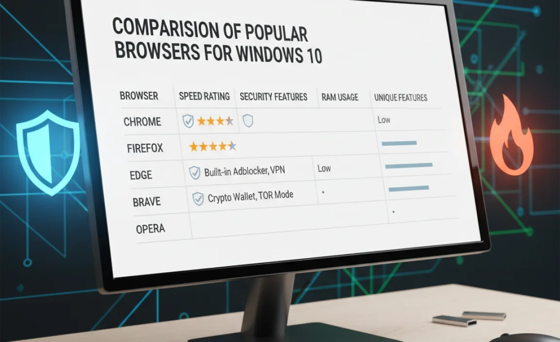 Comparison of Popular Browsers for Windows 10