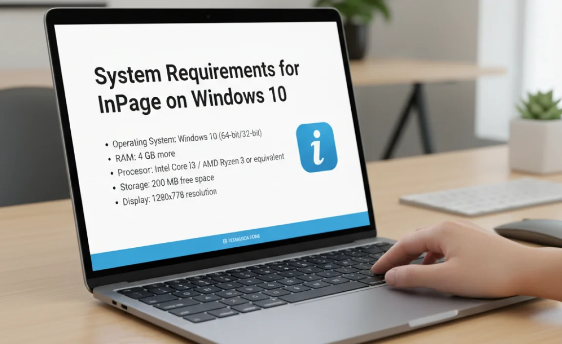 System Requirements for InPage on Windows 10
