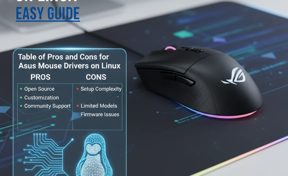 Table of Pros and Cons for Asus Mouse Drivers on Linux